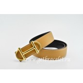 AAA Imitation Hermes Reversible Belt Light/Coffee/Black Anchor Chain Togo Calfskin With 18k Gold Buckle QY01335