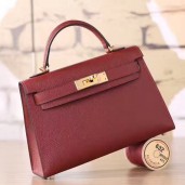 AAAAA Hermes Ruby Epsom Kelly Mini II 20cm Handmade Bag QY02395