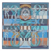 Best 1:1 Hermes Blue Della Cavalleria Shawl QY00810