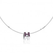 Best 1:1 Hermes Cage d’H Necklace Purple in Lacquer With Gold QY01004