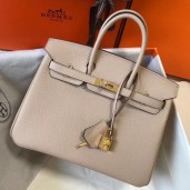 Best Hermes Birkin 25cm Handbag In Argile Clemence Leather QY01632