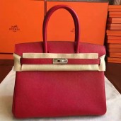 Best Hermes Red Epsom Birkin 30cm Handmade Bag QY00589