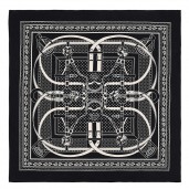 Cheap Copy Hermes Black Grand Manege Bandana Shawl 140cm QY01128