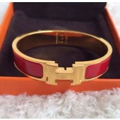 Cheap Hermes Red Enamel Clic H Bracelet Narrow Width (12mm) In Gold QY00258