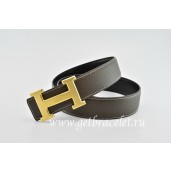 Cheap Hermes Reversible Belt Brown/Black Classics H Togo Calfskin With 18k Gold With Logo Buckle QY02333