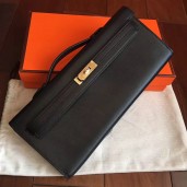 Copy AAAAA Hermes Black Swift Kelly Cut Clutch Handmade Bag QY00520