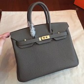 Copy AAAAA Hermes Vert Gris Clemence Birkin 25cm Handmade Bag QY01451