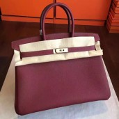 Copy Hermes Bordeaux Clemence Birkin 35cm Handmade Bag QY00349