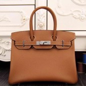 Fake Hermes Birkin 30cm 35cm Bag In Brown Epsom Leather QY00873