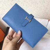 Fake Hermes Blue Jean Epsom Bearn Gusset Wallet QY00236