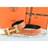 Fake Hermes Reversible Belt Orange/Black Togo Calfskin With 18k Gold Wave Stripe H Buckle QY00358