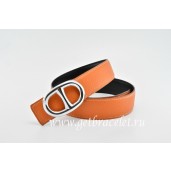 Fashion Imitation Hermes Reversible Belt Orange/Black Anchor Chain Togo Calfskin With 18k Silver Buckle QY00215