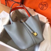 Hermes Bicolor Picotin Lock PM 18cm Blue Lin Bag QY01214