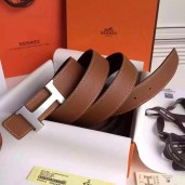 Hermes Brown Clemence Kits Belt H Brushed Buckle QY00099