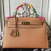 Hermes Brown Epsom Kelly 32cm Sellier Bag QY01030