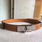 Hermes Brown Epsom Kelly Belt With Palladium Hardware QY01072