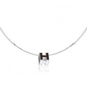 Hermes Cage d’H Necklace Black in Lacquer With Gold QY01712