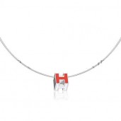 Hermes Cage d’H Necklace Red in Lacquer With Gold QY00118