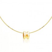 Hermes Cage d’H Necklace White in Lacquer Yellow Gold QY01087