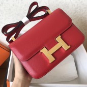 Hermes Epsom Constance 24cm Red Handmade Bag QY00656