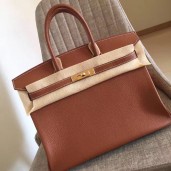 Hermes Gold Clemence Birkin 30cm Handmade Bag QY00916