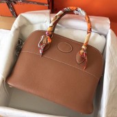 Hermes Gold Clemence Bolide 35cm Handmade Bag QY02237