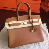 Hermes Gold Epsom Birkin 30cm Handmade Bag QY01580
