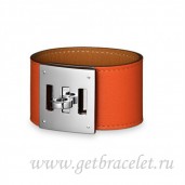 Hermes Kelly Dog Bracelet Orange With Silver QY01566