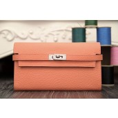 Hermes Kelly Longue Wallet In Crevette Clemence Leather QY02047