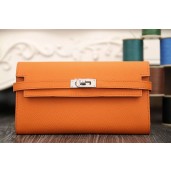 Hermes Kelly Longue Wallet In Orange Epsom Leather QY02296