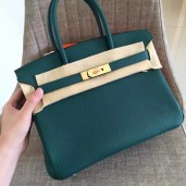 Hermes Malachite Clemence Birkin 35cm Handmade Bag QY01100