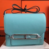 Hermes Mini Sac Roulis Bag In Blue Atoll Swift Leather QY00733