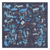 Hermes Navy Blue Les Confessions Shawl QY00869