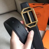 Hermes Pad Reversible Belt In Black Clemence Leather QY00063