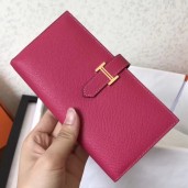 Hermes Peach Epsom Bearn Gusset Wallet QY00545