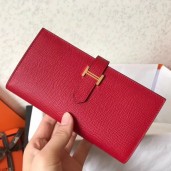 Hermes Red Epsom Bearn Gusset Wallet QY00700