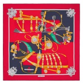 Hermes Red Harnais De Cour Scarf 90 QY01575