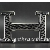 Hermes Reversible Belt 18K Silver Snake Stripe Buckle QY01721