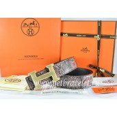 Hermes Reversible Belt Brown/Black Snake Stripe Leather With 18K Drawbench Gold H Buckle QY01112