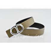 Hermes Reversible Belt Gray/Black Anchor Chain Togo Calfskin With 18k Silver Buckle QY01970