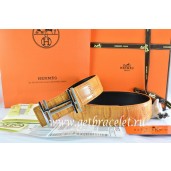 Hermes Reversible Belt Orange/Black Crocodile Stripe Leather With18K Silver H au Carre Buckle QY00181