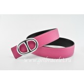 Hermes Reversible Belt Pink/Black Anchor Chain Togo Calfskin With 18k Silver Buckle QY00557