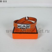 Hermes Rivale Double Wrap Bracelet Orange Silver QY01124