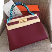 Hermes Ruby Clemence Kelly Retourne 28cm Handmade Bag QY00456