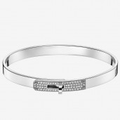 Hermes Silver Small Kelly Bracelet With Diamonds QY00611