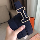 Hermes Tonight 38MM Reversible Belt In Navy/Black Epsom Leather QY01955