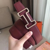 Hermes Tonight 38MM Reversible Belt In Ruby/Gold Epsom Leather QY00166