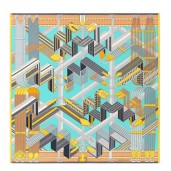 Hermes Turquoise Sangles en Zigzag Silk Scarf QY00976
