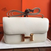 Hermes White Epsom Constance Elan 25cm Bag QY00212