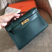 Imitation 1:1 Hermes Malachite Epsom Kelly Pochette Handmade Bag QY01259